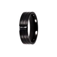 Titanium Steel Finger Ring, with Cubic Zirconia, Donut, Vacuum Ion Plating, for woman & faceted, black 