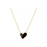 Titanium Steel Jewelry Necklace, with 1.97Inch extender chain, Heart, Vacuum Ion Plating, for woman, black Approx 15.75 Inch 