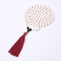 Fashion Fringe Necklace, Glass Beads, with Polyester Yarns, fashion jewelry .31 Inch 