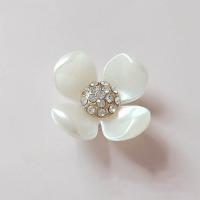Zinc Alloy Hair Accessories DIY Findings, Flower, plated, with rhinestone, white 