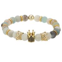 Gemstone Bracelets, with Brass, Crown, gold color plated & for man  Approx 7.2-7.5 Inch 