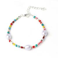 Zinc Alloy Anklet, Resin, with Plastic Pearl, for woman, multi-colored Approx 7.87 Inch 
