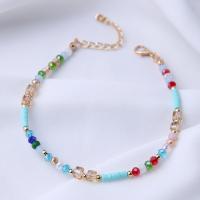 Zinc Alloy Anklet, with Polymer Clay & Plastic, gold color plated, for woman, multi-colored Approx 8.26 Inch 