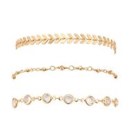 Zinc Alloy Anklet, with Crystal, plated, 3 pieces & for woman 18.5cm,19cm 