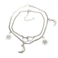 Zinc Alloy Anklet, plated, 2 pieces & for woman Approx 7.87 Inch 