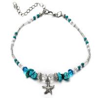 Zinc Alloy Anklet, with turquoise & Plastic, for woman, turquoise blue Approx 8.26 Inch 