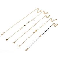 Zinc Alloy Anklet, gold color plated, 5 pieces & for woman & with rhinestone, 17.5cm,21cm 