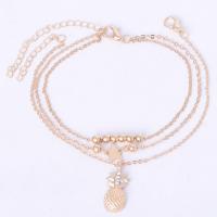 Zinc Alloy Anklet, plated, 2 pieces & micro pave cubic zirconia & for woman Approx 7.87 Inch 