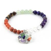 Gemstone Bracelets, Brass, with Gemstone, platinum color plated, fashion jewelry & Unisex, 6mm,20mm Approx 7 Inch 