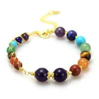 Gemstone Bracelets, Brass, with Gemstone, 14K gold-filled, for woman, 6-10mm Approx 7 Inch 