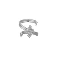 Brass Cuff Finger Ring, plated, Adjustable & for woman, silver color, 17mm 
