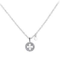 Cubic Zircon Micro Pave Brass Necklace, micro pave cubic zirconia & for woman, silver color, 3.5mm,7mm cm 