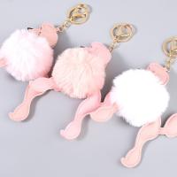 Zinc Alloy Key Clasp, with Synthetic Leather & Plush, Dog, fashion jewelry & for woman 