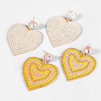 Zinc Alloy Rhinestone Drop Earring, Heart, fashion jewelry & for woman & with rhinestone 