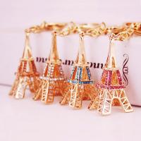 Zinc Alloy Key Clasp, with Czech Rhinestone, Tower, high quality plated, fashion jewelry & for woman 