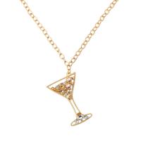 Rhinestone Zinc Alloy Necklace, high quality plated, fashion jewelry & for woman & with rhinestone, golden .54 Inch 