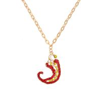 Rhinestone Zinc Alloy Necklace, with 1.97 extender chain, Pepper, high quality plated, fashion jewelry & for woman & with rhinestone, red .54 Inch 