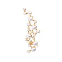 Boucle d'oreille en alliage de zinc en plastique perle, avec Plastique ABS perle, fade et jamais plaqué de haute qualité, bijoux de mode & pour femme, doré Vendu par PC