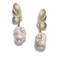 Freshwater Pearl Drop Earring, with 925 Sterling Silver, 14K gold plated, fashion jewelry & for woman, white 