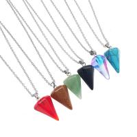 Gemstone Necklaces, Natural Stone, with 304 Stainless Steel, Conical, Galvanic plating & Unisex Approx 19.69 Inch 