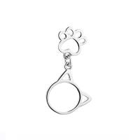 Brass Drop Earring, Cat, for woman & hollow, platinum color, 20mm 