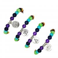 Gemstone Bracelets, with Zinc Alloy, silver color plated, Unisex mixed colors, 8mm .3-7.5 Inch 