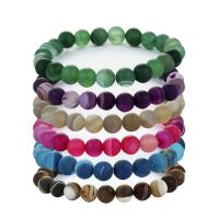Agate Bracelets, Round, elastic & frosted 8mm .1-8.3 Inch 