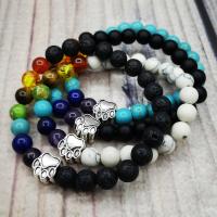 Gemstone Bracelets, with Zinc Alloy, silver color plated, Unisex 8mm .1-8.3 Inch 