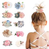 Children Hair Clip, Silk, Flower, handmade, Girl mixed colors, 76.1mm 