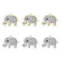 Rhinestone Stainless Steel Pendants, 304 Stainless Steel, Elephant, Galvanic plating, fashion jewelry & with rhinestone 