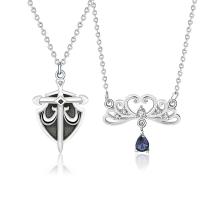 Couple Jewelry Necklace, 925 Sterling Silver, platinum color plated & micro pave cubic zirconia 