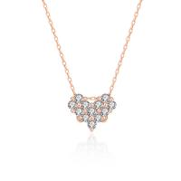 Cubic Zirconia Micro Pave Sterling Silver Necklace, 925 Sterling Silver, Heart, plated, micro pave cubic zirconia & for woman Approx 15.74 Inch 