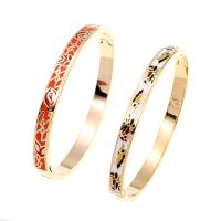 Stainless Steel Bangle, 304 Stainless Steel, for woman & enamel 65mm 