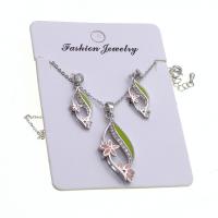 Enamel Stainless Steel Jewelry Sets, 304 Stainless Steel, earring & necklace, for woman & with rhinestone, mixed colors, 36mm Approx 45 cm 