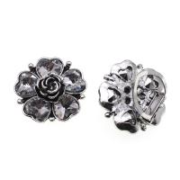 Iron Decorative Buckle, Flower, with rhinestone, silver color, 41mm 