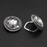fundición Hebilla decorativa, Esférico, con diamantes de imitación, plateado, 36mm, Vendido por UD