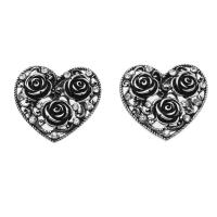 Iron Decorative Buckle, Heart, with rhinestone, silver color, 39mm 