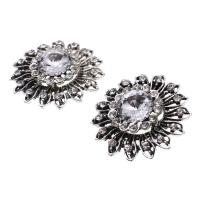 Iron Decorative Buckle, with rhinestone, silver color, 48mm 