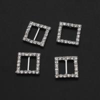 Iron Buckle, Square, with rhinestone, silver color, 16mm 