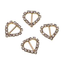fundición Hebilla, Corazón, con diamantes de imitación, dorado, 15mm, Vendido por UD