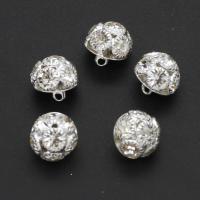 Iron Shank Button, with rhinestone, silver color, 12mm 
