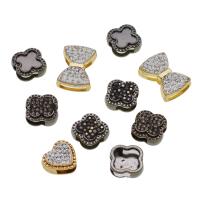 Zinc Alloy Slide Charm, with Rhinestone Clay Pave, mixed colors, 19mm 