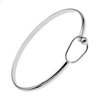 Brass Bangle, for woman, silver color, 67mm 