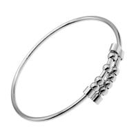 Brass Cuff Bangle, for woman, silver color, 65mm 