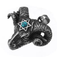 Stainless Steel Animal Pendants, 316 Stainless Steel, with turquoise, Sheep, fashion jewelry & DIY & Unisex & blacken, black Approx 7mm 