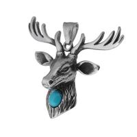 Stainless Steel Animal Pendants, 316 Stainless Steel, with turquoise, Antlers, fashion jewelry & DIY & Unisex & blacken, black Approx 5mm 
