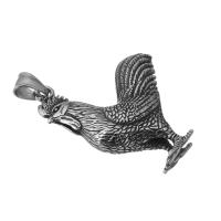 Stainless Steel Animal Pendants, 316 Stainless Steel, Cock, fashion jewelry & DIY & Unisex & blacken, black Approx 5mm 