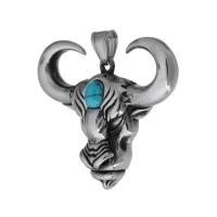 Stainless Steel Animal Pendants, 316 Stainless Steel, with turquoise, fashion jewelry & DIY & Unisex & blacken, black Approx 5mm 
