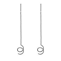 Brass Thread Through Earrings, gun black plated, fashion jewelry, black .5 cm 