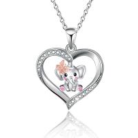 Rhinestone Zinc Alloy Necklace, with 1.97 extender chain, Heart, silver color plated, fashion jewelry & enamel & with rhinestone, silver color cm 